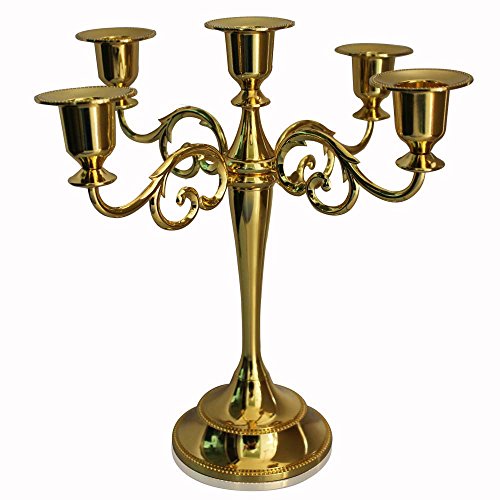 Antique Style Metal Pillar Candelabra Chic Decor Candle Holders Gold Color (5 Candle Holders) #TOP3