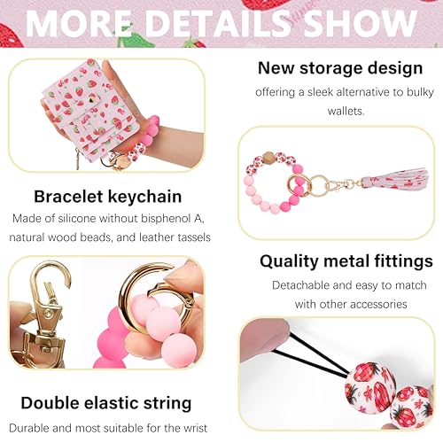 Image of KNGITRYI Wristlet Wallet for Women,RFID Keychain Wallet with Beaded Strap | 8 Card Slots,ID Window,Zipper Pocket,Leather Tassel,Compact Design