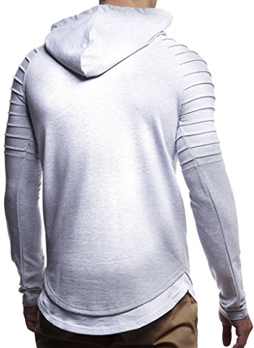 Leif Nelson men's hoodie slim fit cotton content modern white men's hoodie LN81553