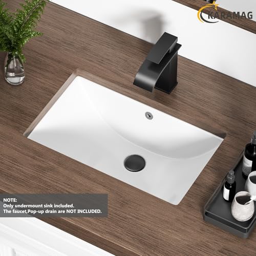 Undermount Bathroom Sink 18.7"X11.9" Inch White Rectangular Porcelain Ceramic Vanity Basin with Overflow KARAMAG by KARAMAG - Image 8