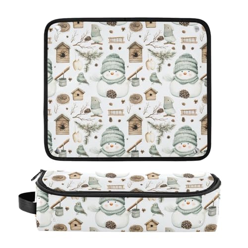 Bolso de viaje para herramientas de cabello con diseño de muñeco de nieve, alfombrilla resistente al calor para planchas, rizadores y accesorios miniatura 3