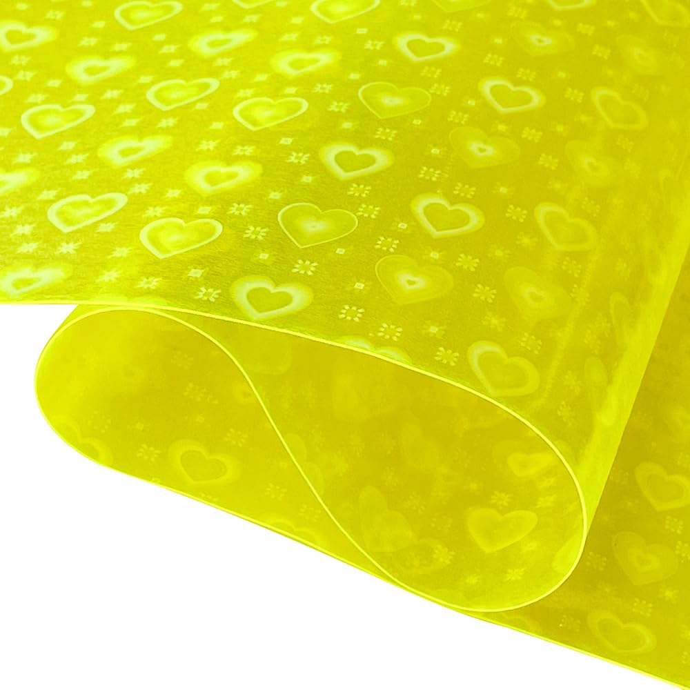 Tinted Orange PVC Vinyl 30 x 135 cm Glitter Laser Heart Pattern Jelly Plastic Fabric for Hair Bows Jewelry DIY Crafts