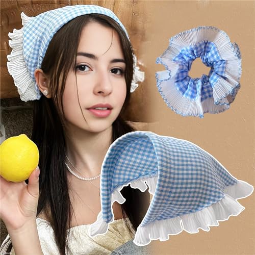 Bincout Meerore 2PCS Boho Headbands Sunscreen Headscarf Hair Band Lace Hair Scrunchies Elastic Hair Ties Floral Head Kerchief Hair Scarves Hair Bandanas for Women Girls G G-2PCS-One Headband