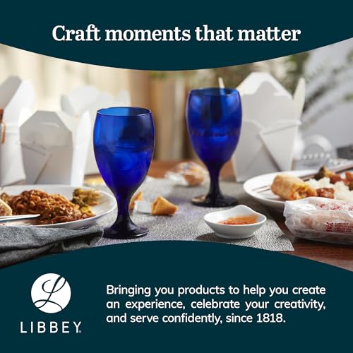 Libbey 4116SRB Premiere Cobalt Iced Tea Glasses, Stylish Cobalt Blue Drinking Glasses Set Of 12, Dishwasher Safe Stemmed Water Goblets thumb #5