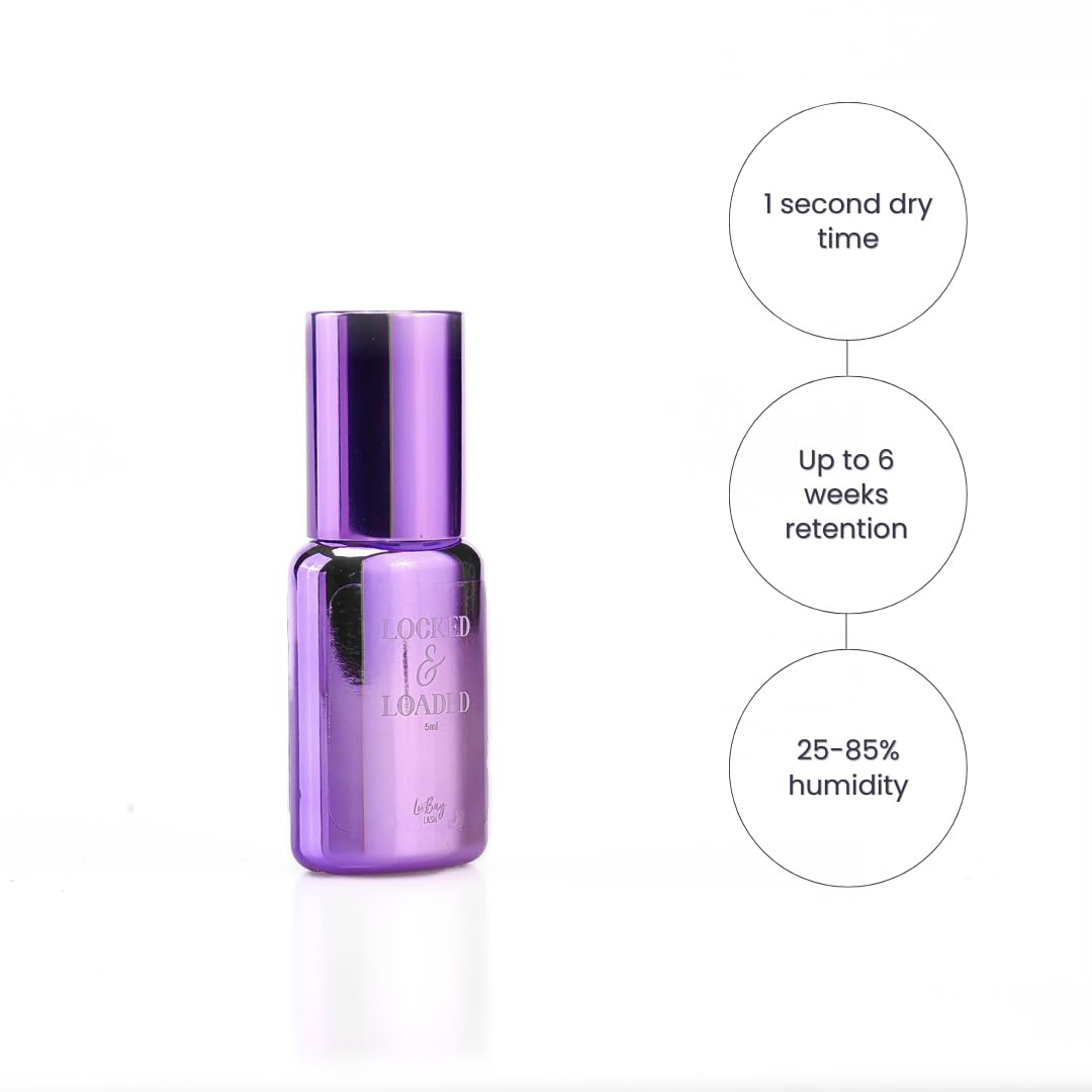 LivBay Supplies Locked & Loaded Lash Adhesive, 5ml, 1-Second Dry Time, 6-Week Retention, Professional Lash Adhesive