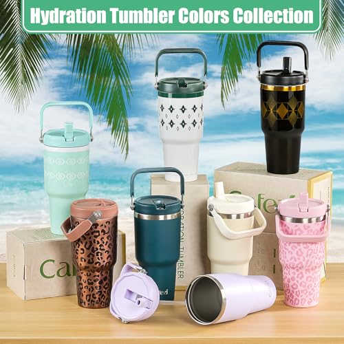 Image of 30 oz Tumbler with Handle, Vacuum Insulated Tumblers with Flip Straw and Top Handle, Reusable Insulated Cup for Home, Outdoors, Leakproof, Fits in Cup Holder, Cold for 30 Hours