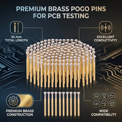 Image of 100pcs Spring Test Probe Pogo Pin Flat Head Brass PCB Testing Tools for Electronic Industrial Equipment and Contact Pressure Leads