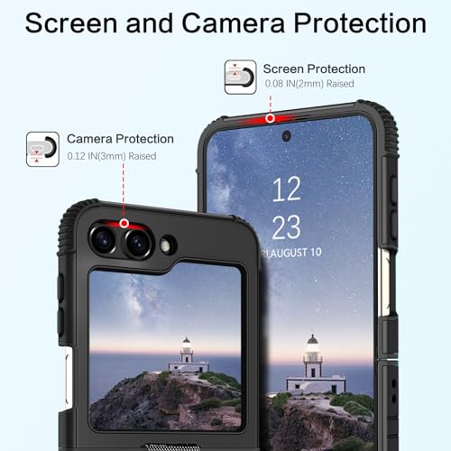 Image of BENTOBEN for Samsung Galaxy Z Flip 6 5G Case with Ring, Heavy Duty 2 in 1 Full Body Rugged Galaxy Z Flip6 Case Girls Women Boy Men Shockproof Protection Cover for Samsung Z Flip 6 6.7 inch,Black