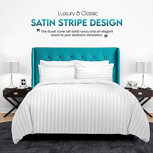 Linens World Satin Stripes Microfiber Bedding Double Bed Set, Hypoallergenic Bedding & Linen - Image 2