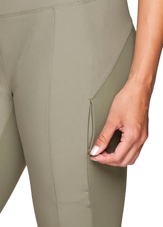 Avalanche Women's Combo Stretch Woven Front Knit Slim Fit Pant with Pockets