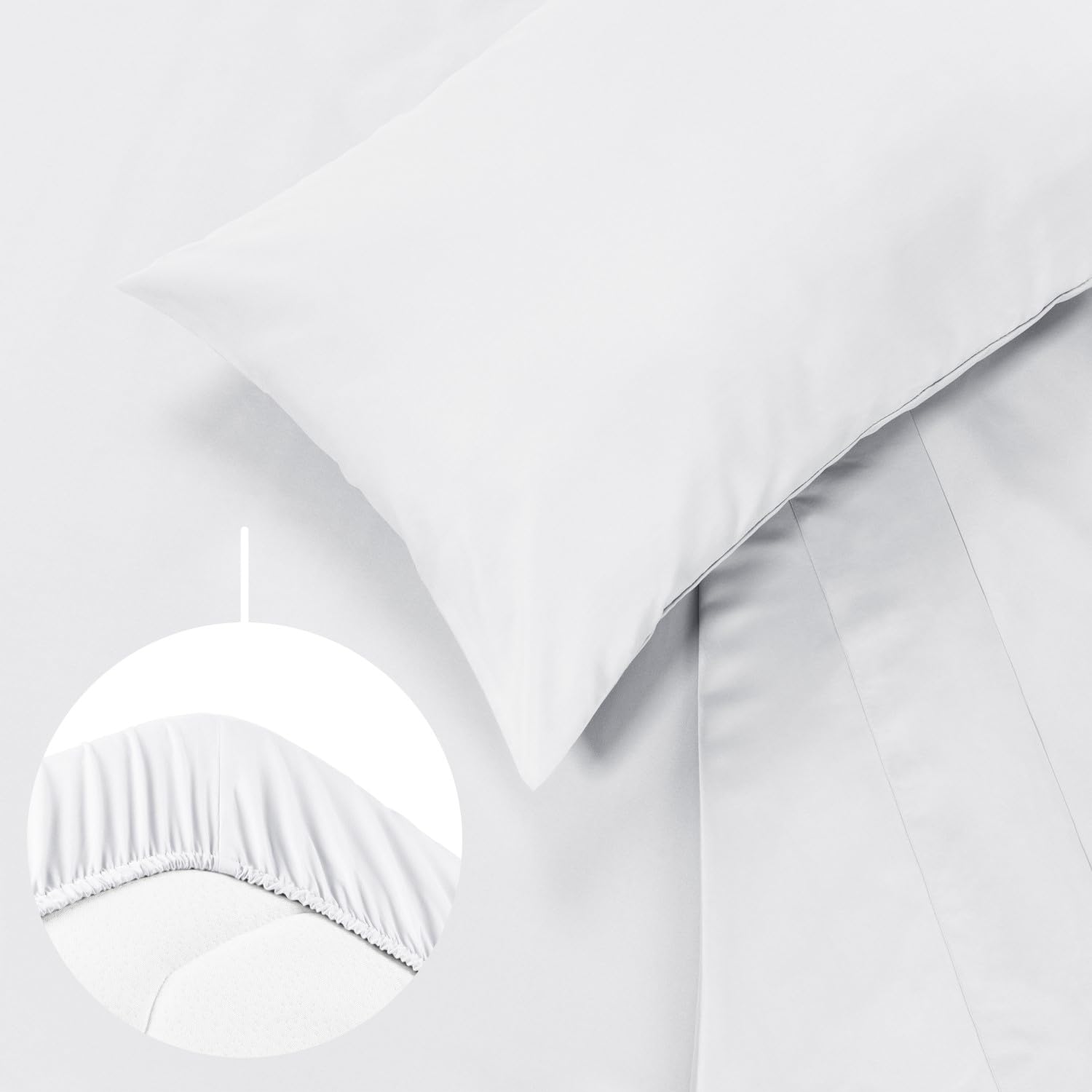 Blumtal Set lenzuola una piazza e mezza 3pz - lenzuola 1 piazza e mezza certificato OEKO-TEX - lenzuolo angoli 150x200x30cm + lenzuola 1 piazza e mezza 240x275cm + 2x federa cuscino 50x80cm - bianco