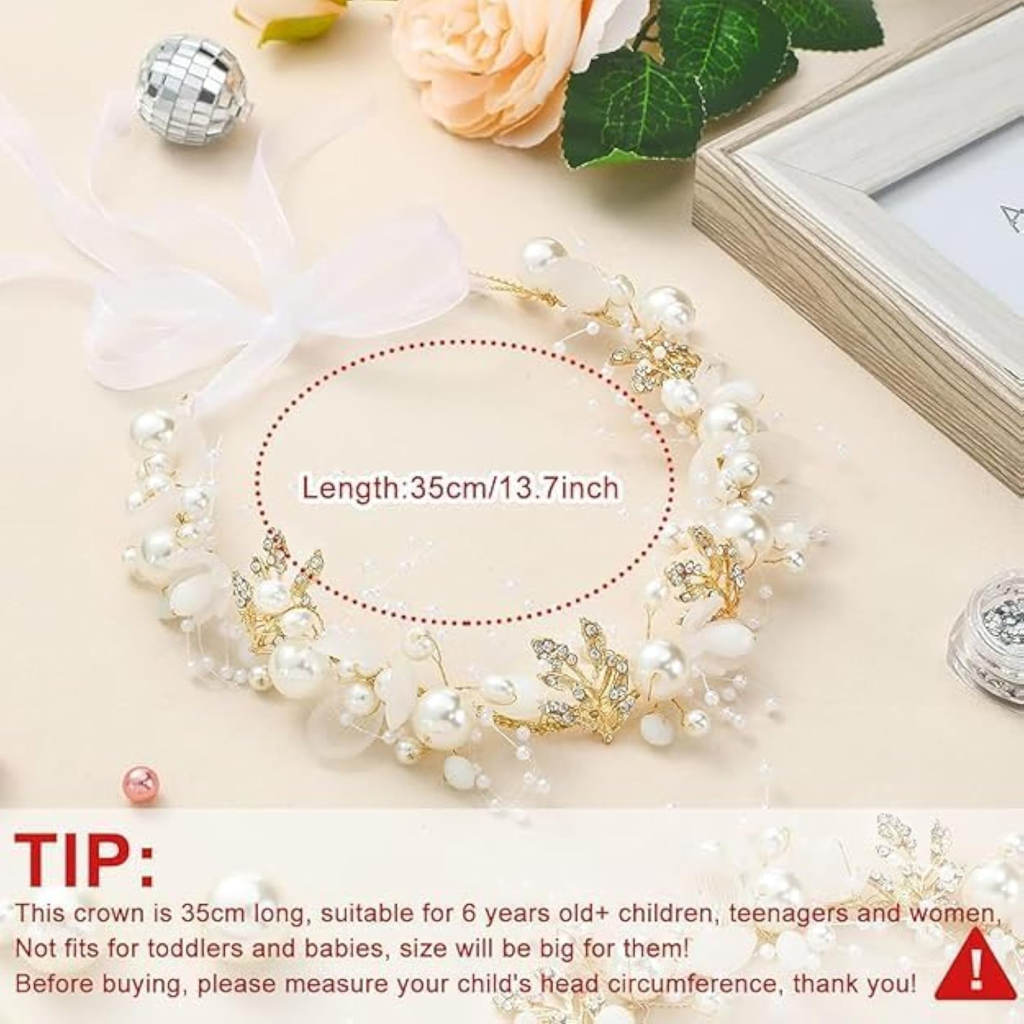 Women's Pearl Flower Crown Bridal Hair Band, Wedding Accessory