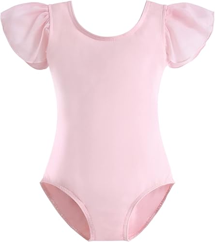 Stelle Leotardos negros de ballet para niñas, trajes de gimnasia de manga corta con volantes (bebéniña pequeñaniño grande)
