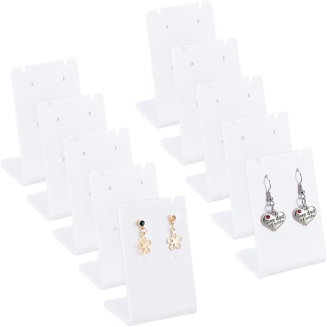 PandaHall 10 Packs Earring Display Stands, Ear Stud Holder Earring Hanging Organizer Jewellery Display Showcase for Earring Necklace Jewellery Display Retail Selling,3.6x4.9x7cm/1.4x1.9x2.7inch
