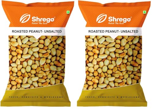 Image of SHREGO Roasted Unsalted Peanuts, Vacuum Packed 1Kg [HoReCa Value Pack | Grade A Peanuts | Roasted NOT Fried | Rich in Protein & Fibre | Groundnut | Healthy Snack | Singdana | Skin Removed | Fresh | No Artificial Flavour ] (UNSALTED, 1 KG)