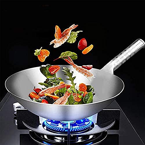 Wok grande de acero inoxidable 430, 36 cm miniatura 3