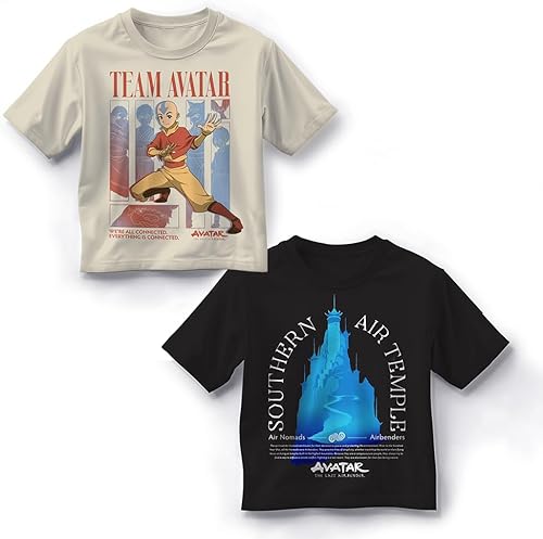 Nickelodeon Paquete de 2 camisetas para niños Avatar y Airbending para niños