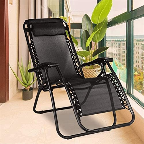 Image of Ash & Roh Zero Gravity Lawn Chair Anti Gravity Lounge Chair Adjustable Recliner Pillow Outdoor Camp Chair for Poolside Backyard Beach, Support (Black)