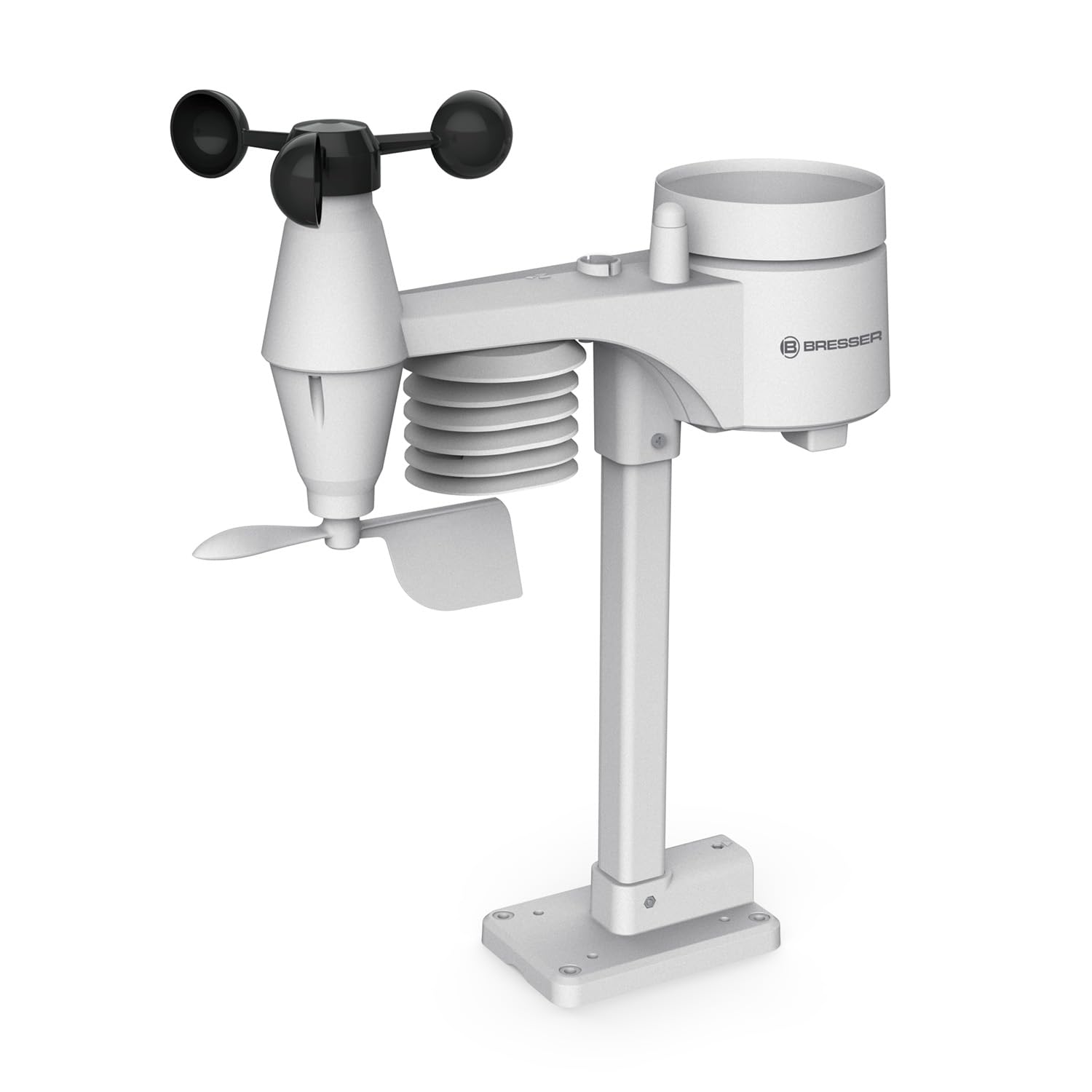 Bresser 5-in-1 Profi-Wetterstation mit Außensensor, Wetterindex, Frostwarnung, Schwarz | Innentemperatur und Außentemperatur, Luftfeuchtigkeit, Regenmesser, Windmesser, Wettervorhersage, Frostwarnung