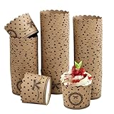 Pirottini Carta Cupcake Forno Cottura, 100 Pezzi Pirottini per Muffin, Tazze da Forno Monouso in Papel con Bowknot, Carta Coppette per Gelato, Tavvolgi Muffin Decorativi, per Dessert, Snack(Marrone)