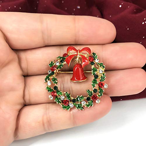 Yoqucol Small Cute Christmas Wreath Brooch Pins For Women Girls Christmas New Year Jewelry Gift #TOP4