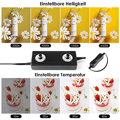 Fotostudio Set, Fotobox Lichtzelt 50×50×50 cm Tragbare Faltbares Studiobox, Foto Zelte Fotografie mit LED Beleuchtung, 4… – Bild 4