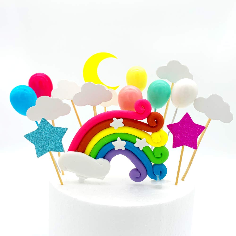 Buy JIUCHANG 15pcs Cake Topper, Colorful Rainbow Cake Topper Set with