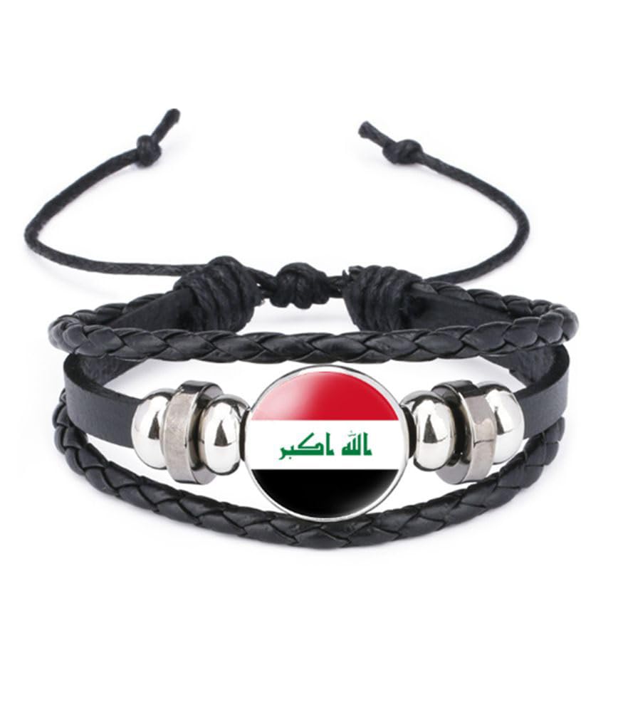 vmcoatdu World Many National Flags Bangle Retro Alloy Leather Bracelet for National Flag Braided Rope Bracelet Bangle