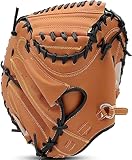 Gracfulcub Baseball Catcher Glove,Softball Catcher's Mitt for Kid Youth Aldult Baseball Training,Comfortable Durable,Left Hand Glove (Brown, 33 Inch)