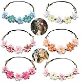 Hayooha Flower Crown for Women Girls,6 PCS Boho Hair Accessories, Tiaras for Women, Brides, Bridesmaids, Flower Girls headband, Weddings Headpieces, Fairy Headpieces for Party Wedding Beach