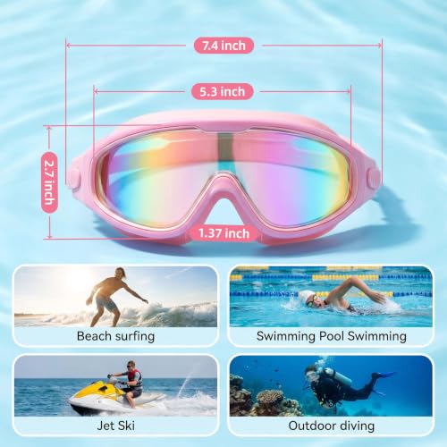 Image of Swim Goggles for Kids 6-12, Wide View Anti-Fog UV Protection No Leaking,Boys Girls Youth Swimming Goggles