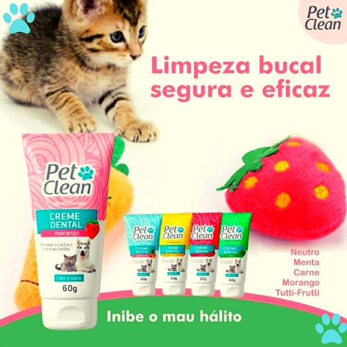 Pasta De Dente Cães Gato Gel Dental Pet Clean Carne 60g