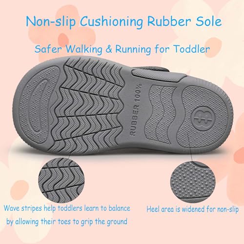 TUOTOM Toddler Tennis Shoes Boys Girls Lightweight Breathable Barefoot Shoes Wide Kids Slip On Sneakers4