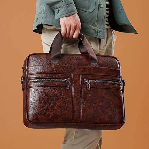 Weixier – Bolsa masculina de couro para viagem, bolsa de mão clássica, Coroa escura,