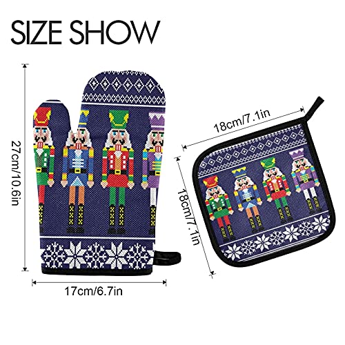 Ofenhandschuhe & Topflappen Set – Winter-Schneeflocken Design, 4-teilig Für Backen & Grillen