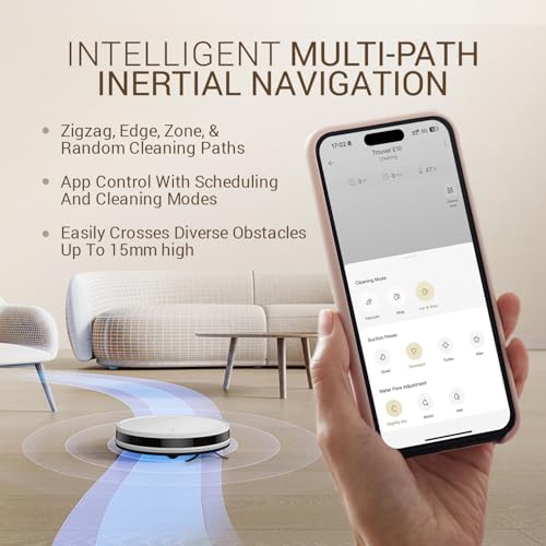 Image of Mova E10 Robot Vacuum Cleaner with LDS Navigation & 4500Pa Suction, 2-in-1 Vacuum and Mop, Dual-Fusion Obstacle Avoidance, Compact 7.6cm Height, White