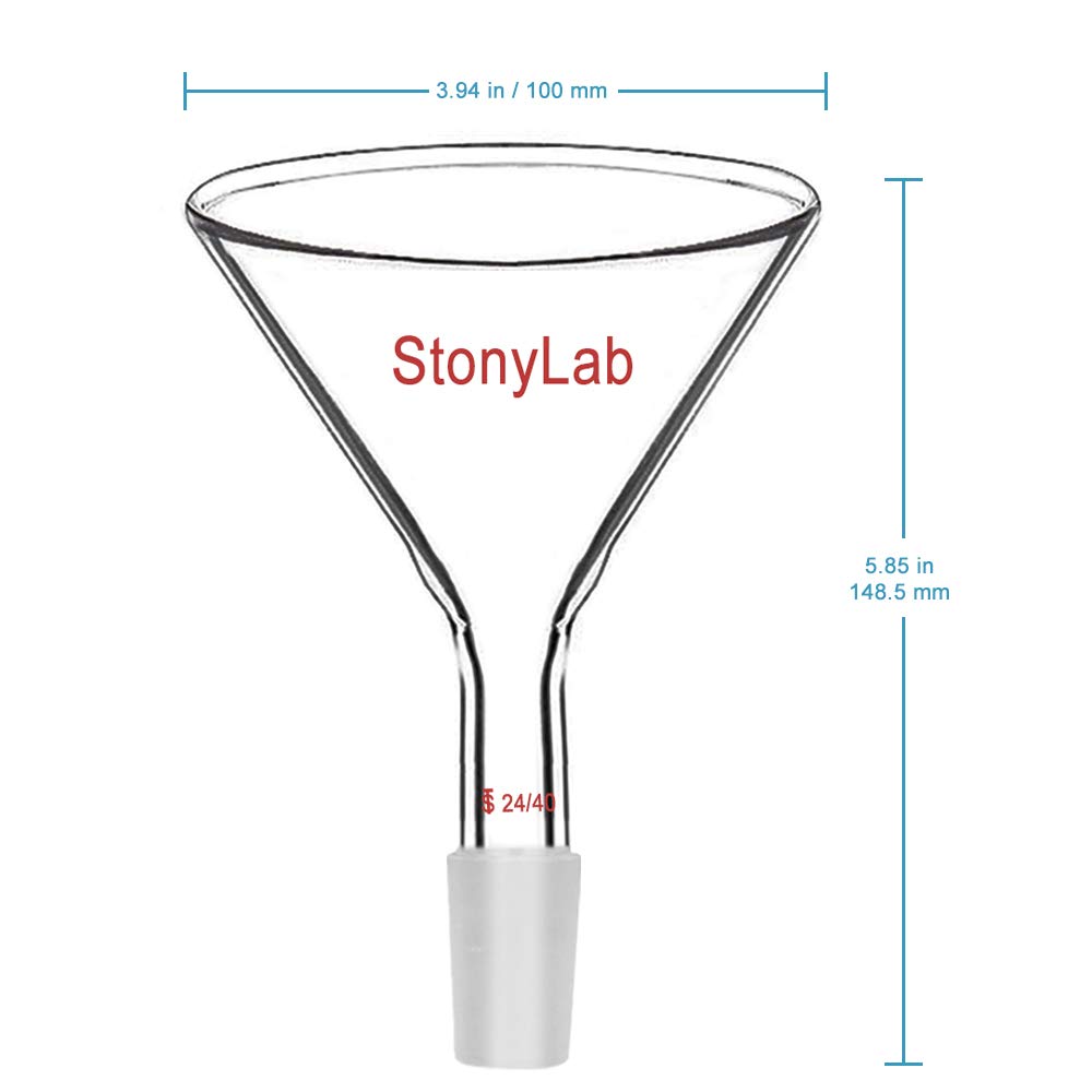 StonyLab Glass Short Stem Powder Funnel with 100 mm Top Outer Dimension