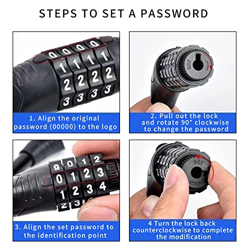 Motorcycle Helmet Lock, 59 Inch Bike Cable Lock 4-Digit Bike Lock Combination, Portable Bicycle Lock Resettable Bike Wheel Lock For Helmet, Strollers, Luggage #TOP5