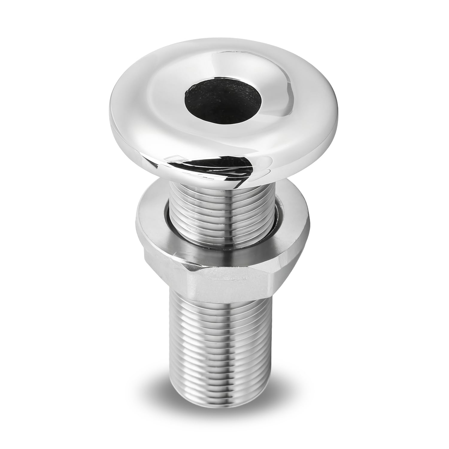 Tissting Marine Straight Thru Hull Fitting 3/8in 58mm 316 Stainless Steel Water Drain Outlet Plumbing Valve Hose Thru Drain Connector for Boat, Yachts