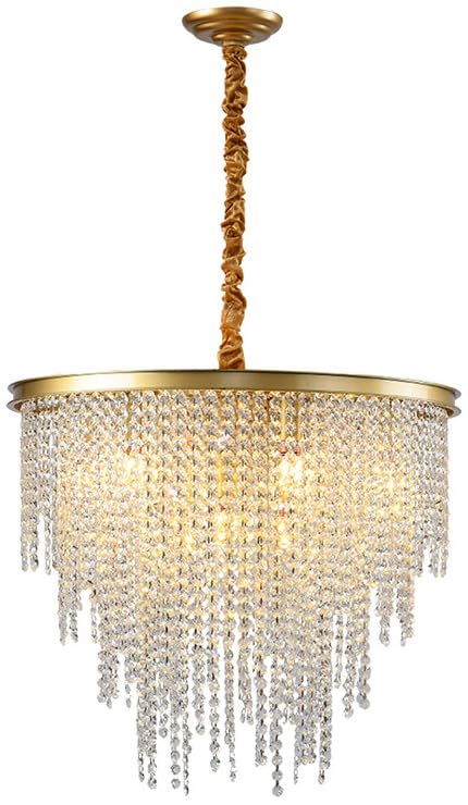 Lustre en cristal or à 5 lumières, plafonnier d'exception pour salon et cuisine