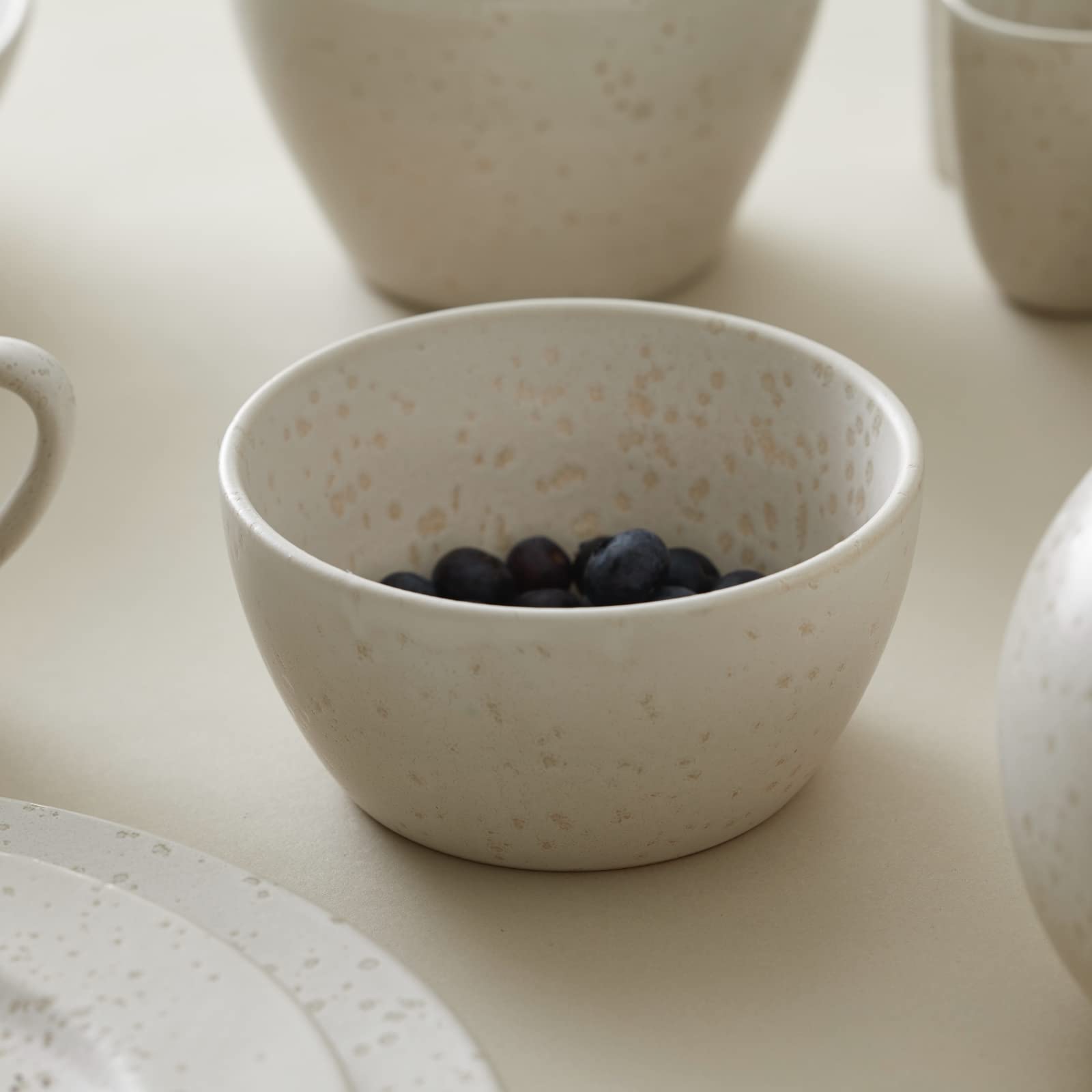 BITZ Kase, kase, müsli kasesi, seramik çerez kasesi, 12 cm çapında, krem/krem