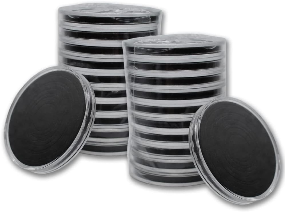 Fifty (50) Clear Acrylic Capsules - Fits Most Popular Gold & Silver Coins - Easy to Open - Protect and Display Your Collection - 9 Sizes with Adjustable Black Ring Foam