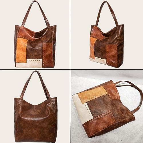 Bolso tote para mujer de cuero PU patchwork miniatura 7