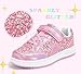 LUCKY STEP Kid's Glitter Walking Shoes Shiny Sparkly Sequins Fashion Sneakers Hook and Loop Athletic Unisex-Child Casual Running for Children/Boys/Girls(Fuchsia Glitter,Little Kid 12)
