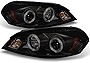 AKKON - For Chevy Impala Monte Carlo Black Smoke Halo Ring Projector Replacement Headlights Left/Right Lamps