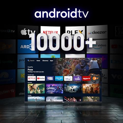 TuTu Smart TV 43 Zoll (108 cm) 4K UHD LED Fernseher Android TV mit WLAN, HDR, Triple Tuner DVB-C/S/S2/T/T2, Bluetooth, Prime Video, Netflix, YouTube, DAZN, Disney+, TUS43UQ1A – Bild 3