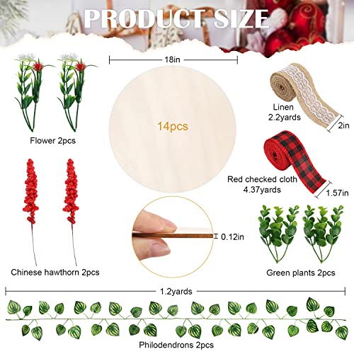 14Pcs Large Wood Slices 18 Inch Wood Circles For Crafts Unfinished Wood Blank Wood Rounds Boards Diy Wooden Cutouts For Painting Welcome Door Signs With Artificial Plants Leaves Burlap Ribbons Decors #TOP1