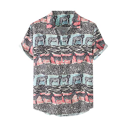 Camiseta de Verano para Hombre,Hombres Primavera Verano Casual Slim Impreso Manga corta Camisas de playa Blusa superior Hip hop Casual Moda Cover