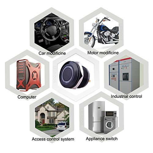 Ulincos® Momentary Pushbutton Switch U19D1 1No Spst Black Metal Shell With Green Led Ring Suitable For 19Mm 3/4" Mounting Hole Pack With A Resistor (Green) #TOP5