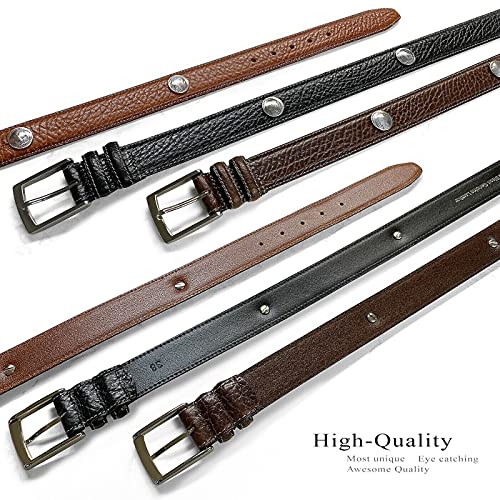 Men's Belt Genuine Leather Casual Dress Belt, Assembled in the U.S - Multi-Style Options4